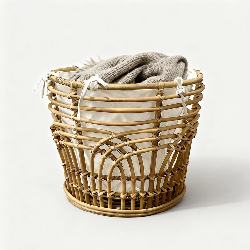 Handcrafted storage basket with fabric insert Stornfield