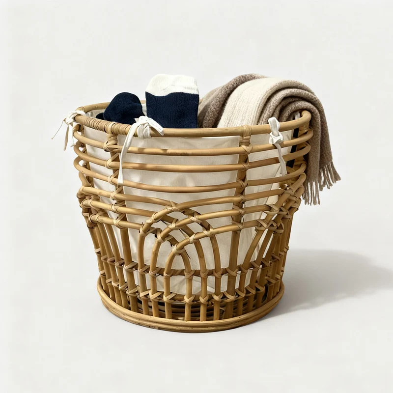 Handcrafted storage basket with fabric insert Stornfield