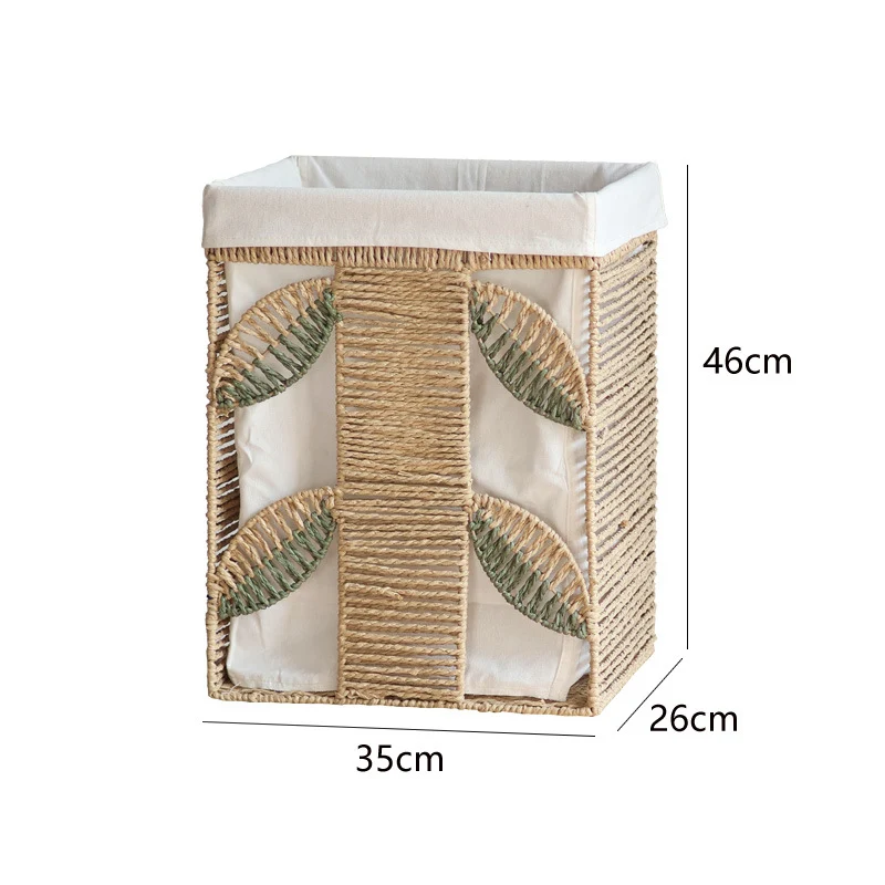 Elegant laundry basket made of natural wicker with fabric lining Stornfield