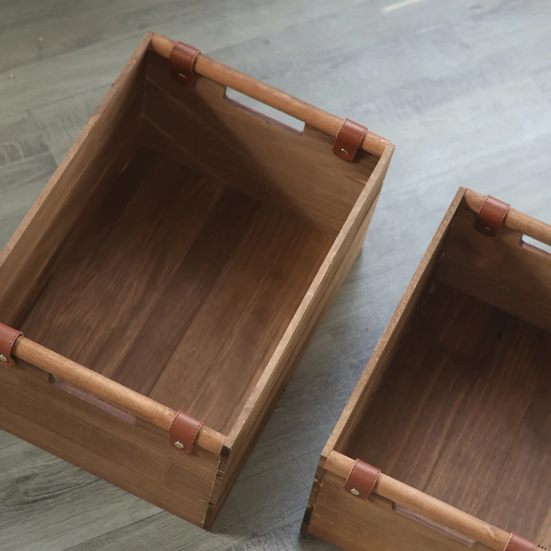 Elegant storage basket made of solid wood Stornfield