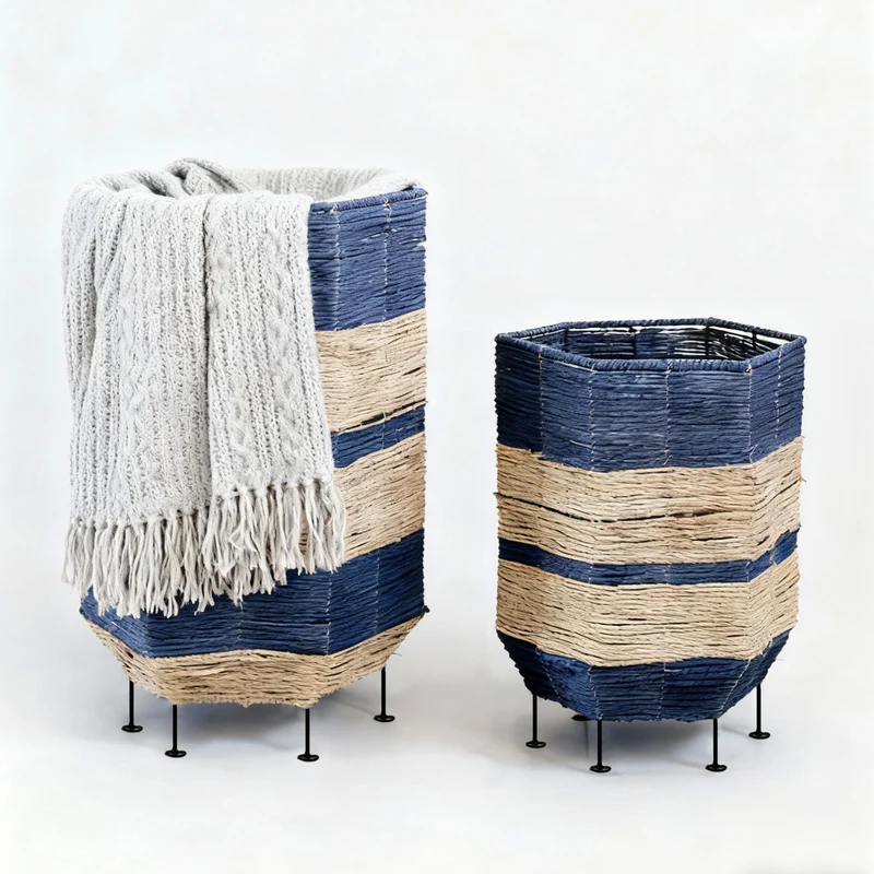 Decorative laundry basket with metal legs Stornfield