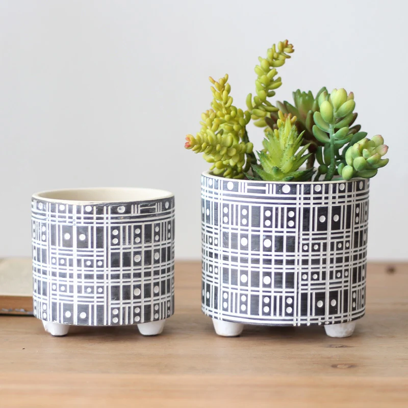 Decorative plant pot with geometric pattern Stornfield