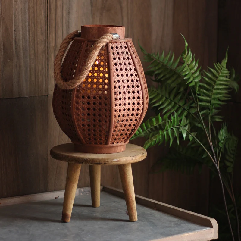 Decorative lantern holder made of natural material Stornfield