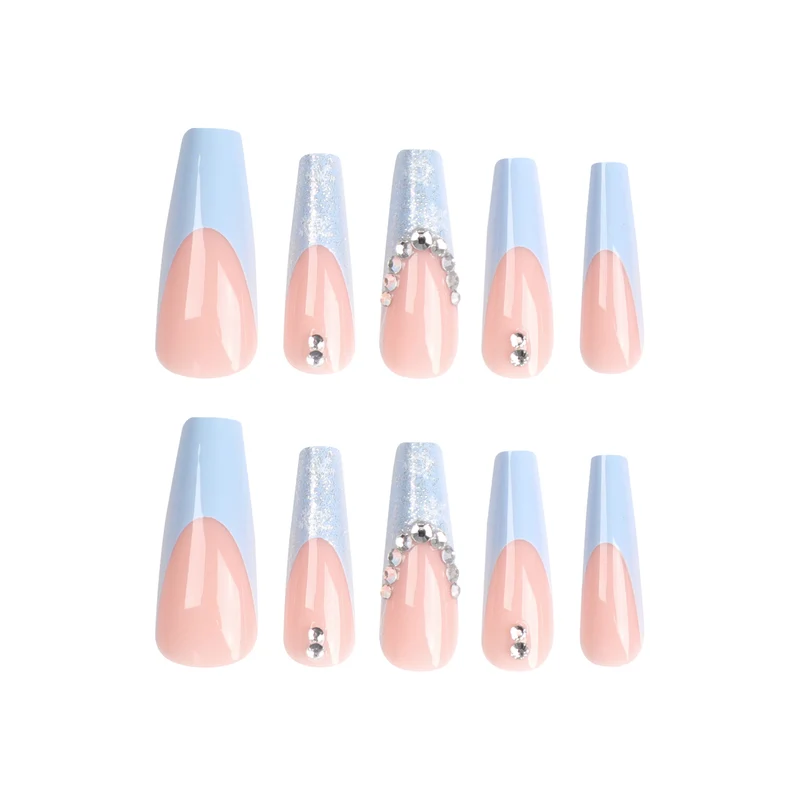 Artistic acrylic nails with glitter and elegant rhinestone embellishments Stornfield