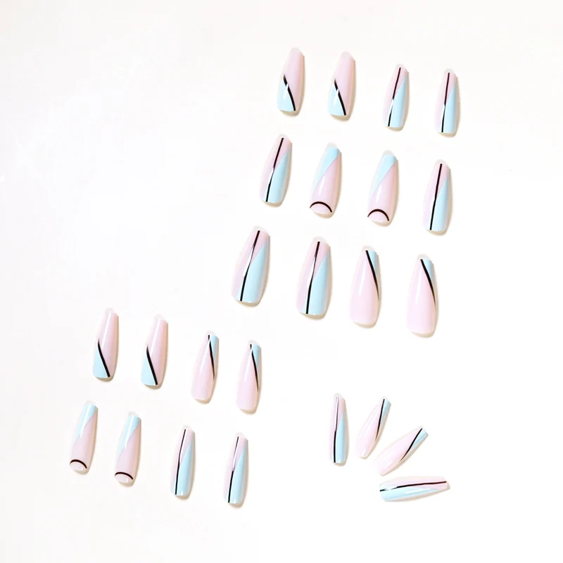Artistic acrylic nails with geometric design Stornfield