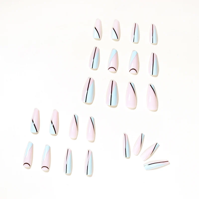 Artistic acrylic nails with geometric design Stornfield
