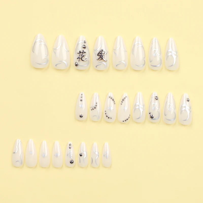 Artistic acrylic nails with elegant glitter patterns Stornfield