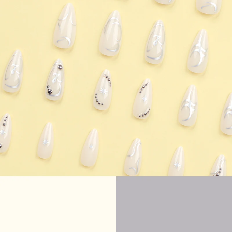Artistic acrylic nails with elegant glitter patterns Stornfield