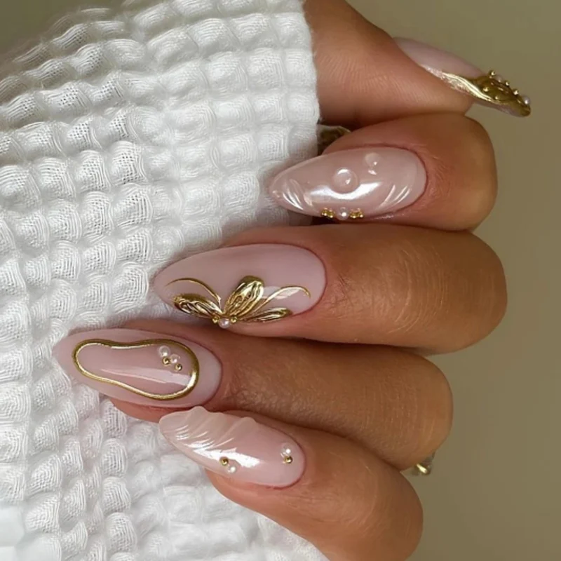 Artful acrylic nails with elegant floral accents Stornfield