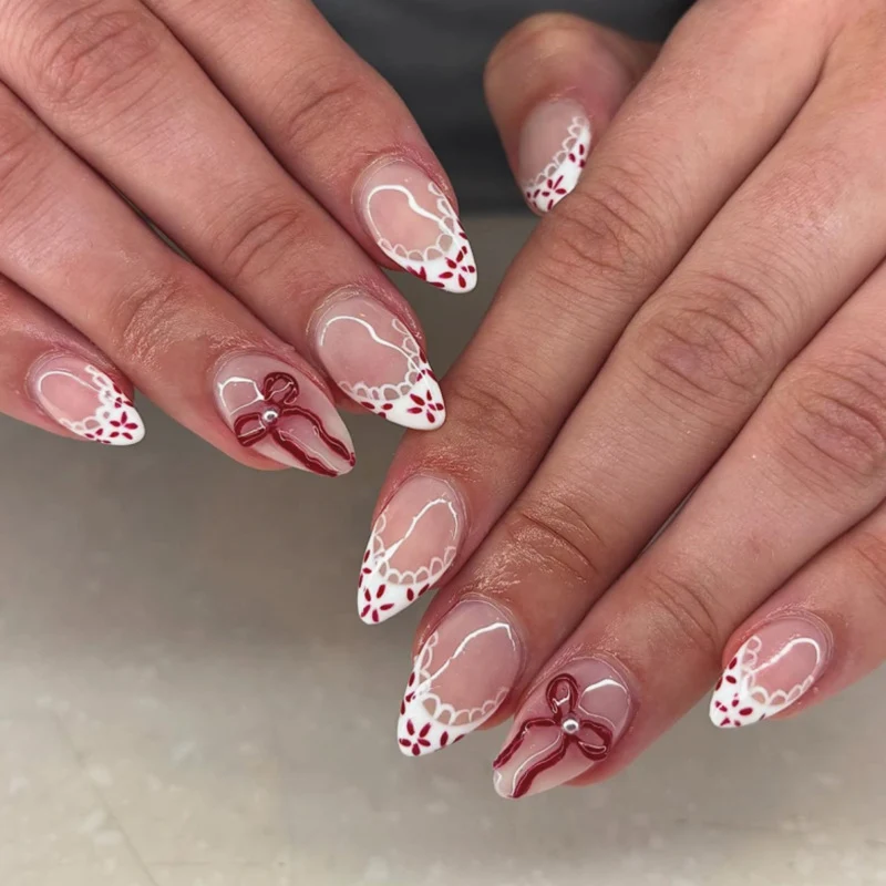 Artful acrylic nails with elegant floral accents Stornfield