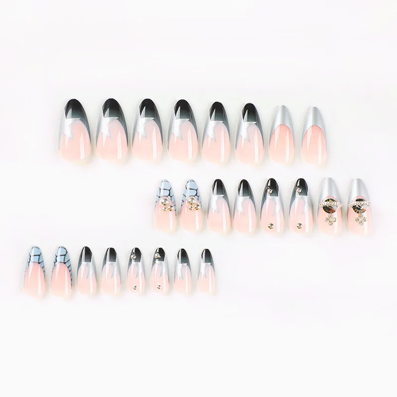 Artful acrylic nails with elegant 3D decorations and glitter effects Stornfield