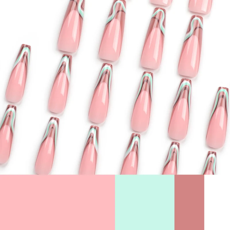 Artful acrylic nails with elegant wave design Stornfield