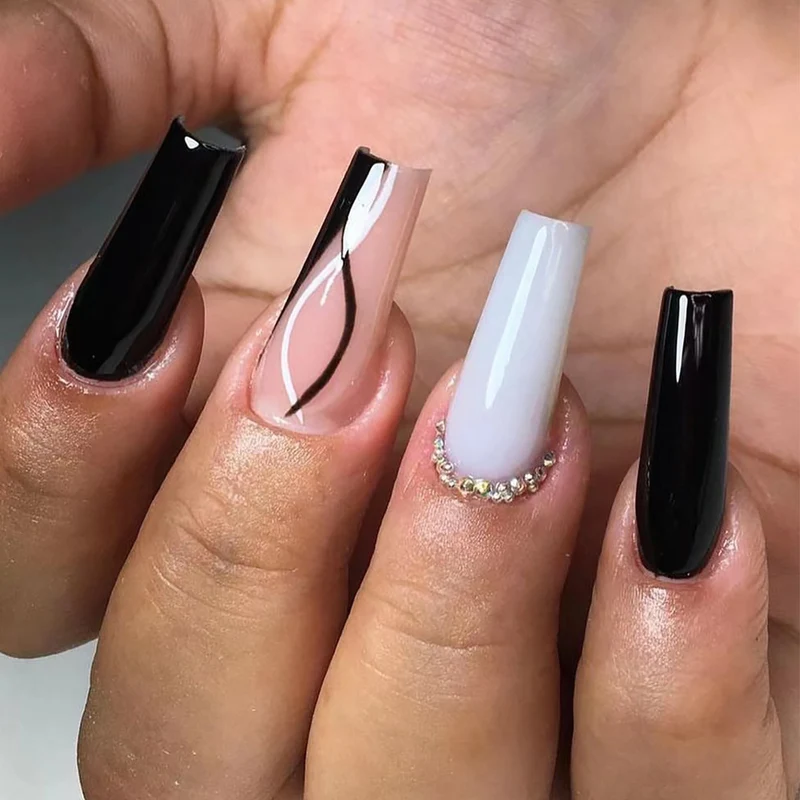 Artful acrylic nails with elegant design Stornfield
