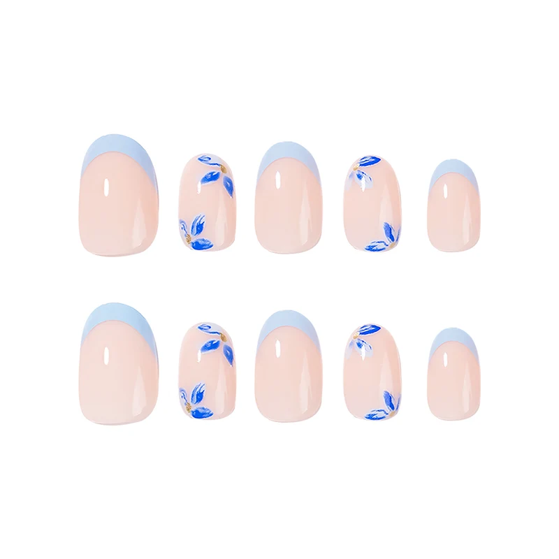 Artistic acrylic nails with elegant flower design Stornfield