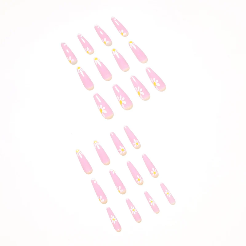 Artistic acrylic nails with flower decoration Stornfield