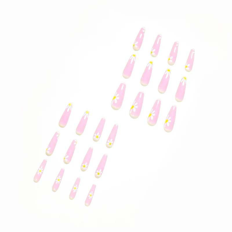 Artistic acrylic nails with flower decoration Stornfield