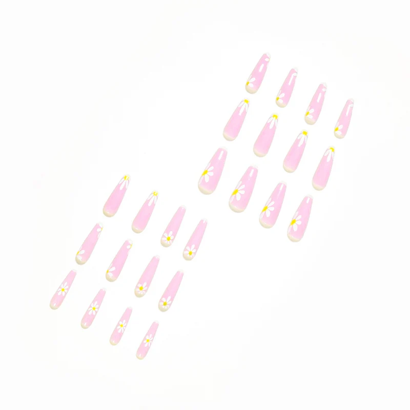 Artistic acrylic nails with flower decoration Stornfield