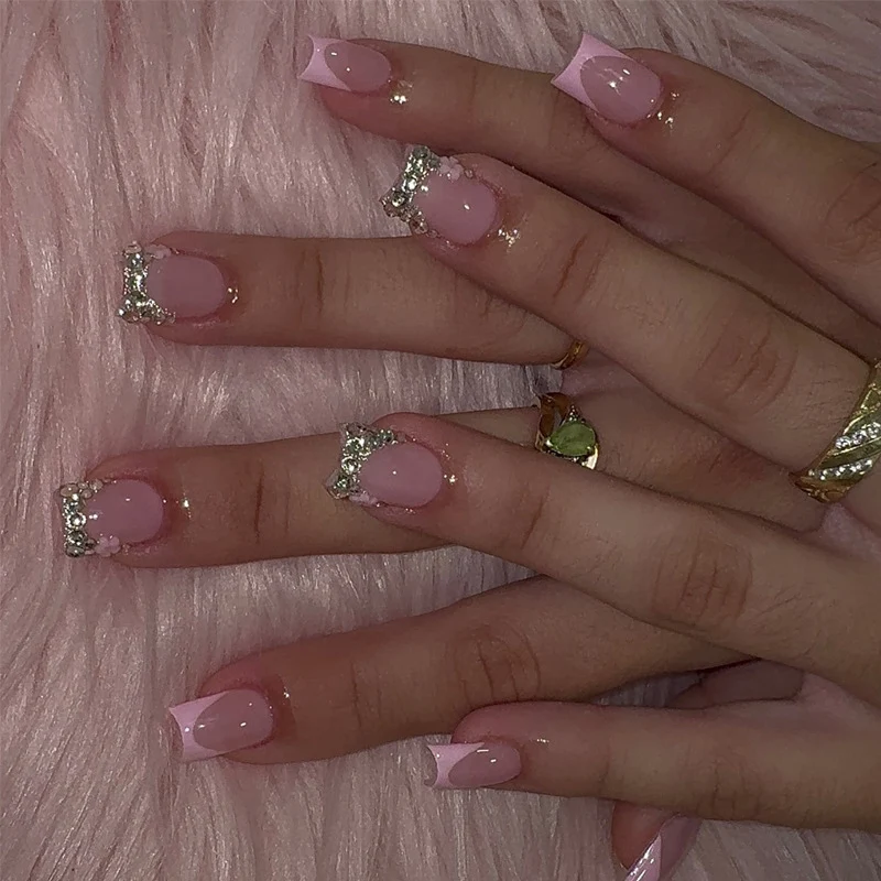 Decorative Rhinestone-Embellished Press-On Nail Tips Stornfield