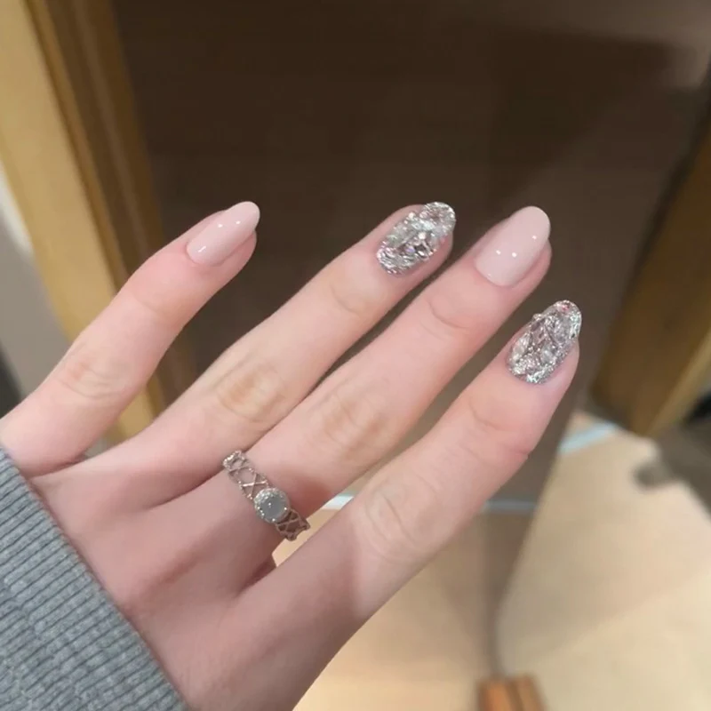 Decorative Press-On Nails with Glitter Accents Stornfield