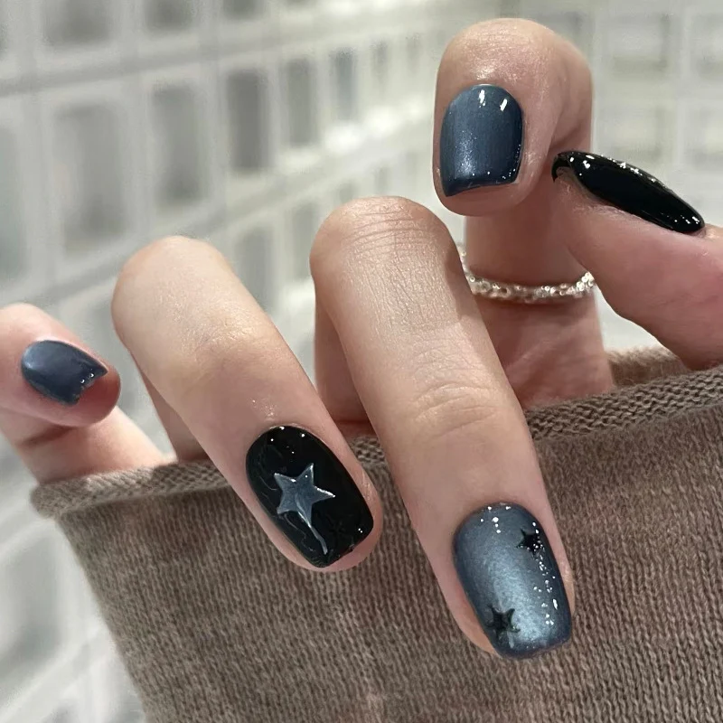 Decorative Press-On Nail Set with Star and Bow Designs Stornfield