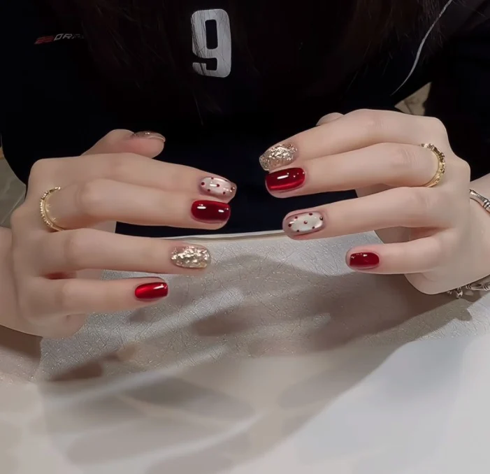 Decorative Press-On Nail Set with Star and Bow Designs Stornfield