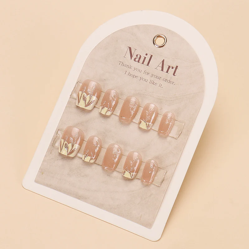 Decorative Press-On Nail Set with Floral and Metallic Accents Stornfield