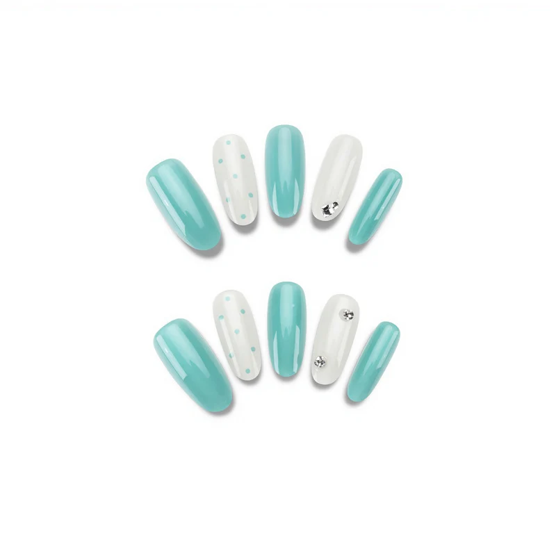 Decorative Press-On Nail Set with Crystal Accents Stornfield