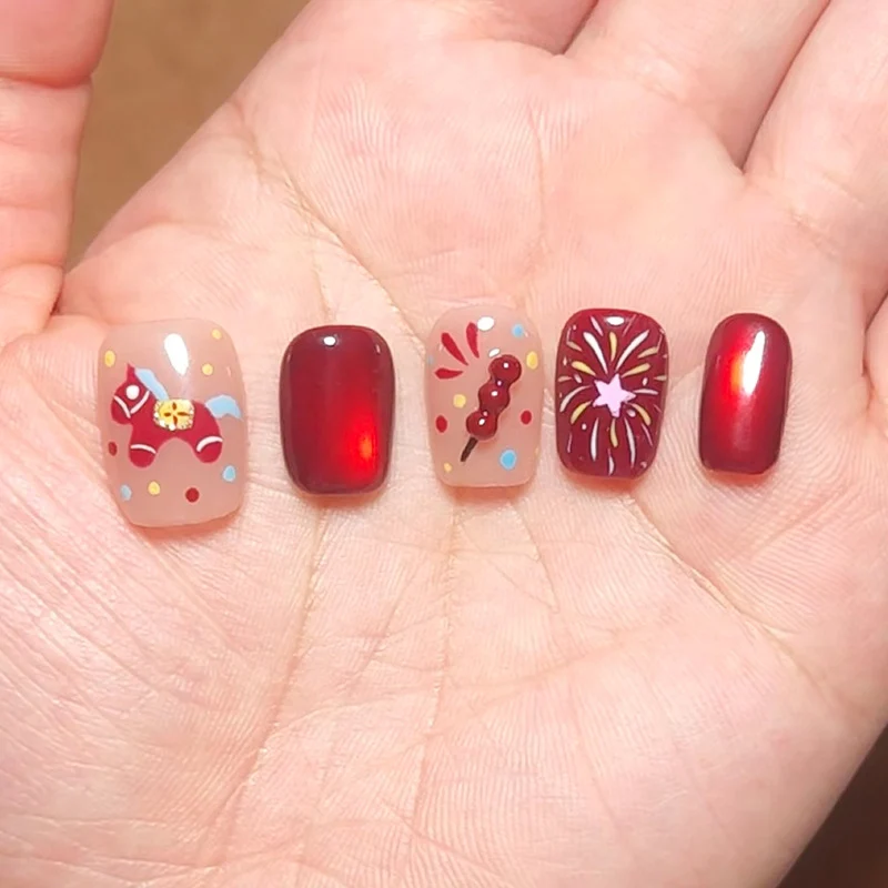 Decorative Press-On Nail Set with Artistic Designs Stornfield