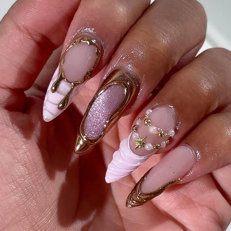 Decorative Press-On Nail Art with Unique Sculpted Designs Stornfield
