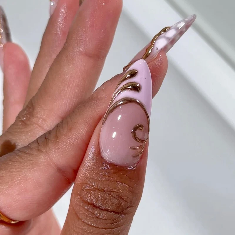 Decorative Press-On Nail Art with Unique Sculpted Designs Stornfield