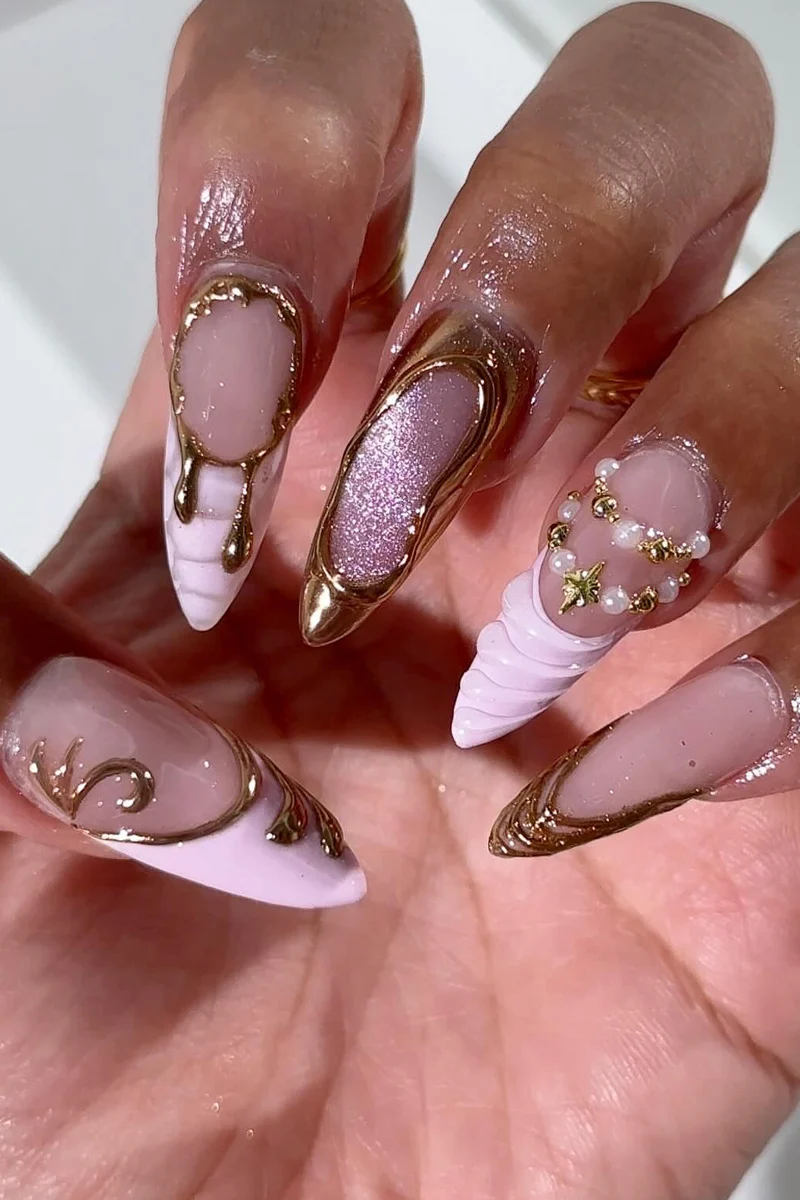 Decorative Press-On Nail Art with Unique Sculpted Designs Stornfield