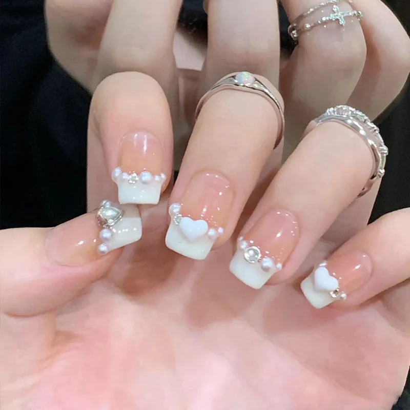 Decorative Press-On Nail Art with Elegant Black Tips Stornfield