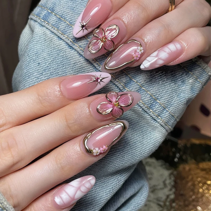 Decorative Floral Press-On Nail Art Set Stornfield