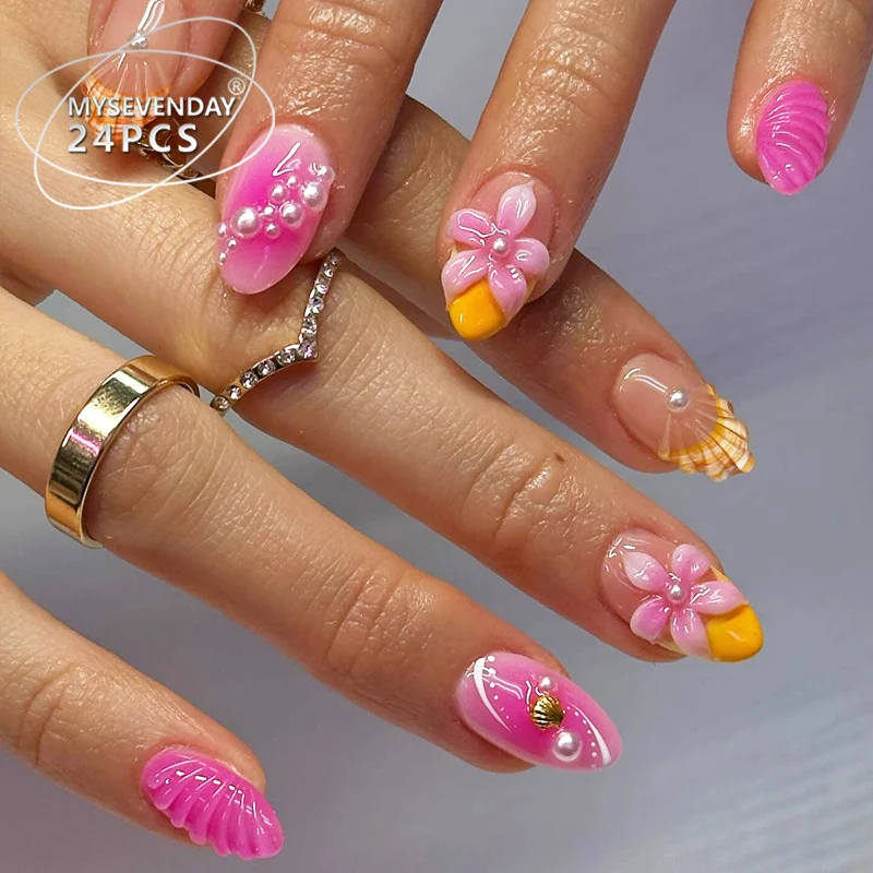 Decorative Floral Long Press-On Nail Set Stornfield
