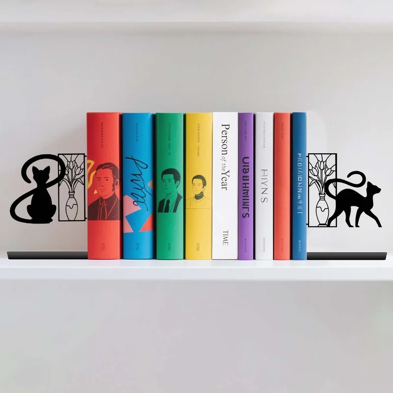 Artistic Cat-Themed Bookends