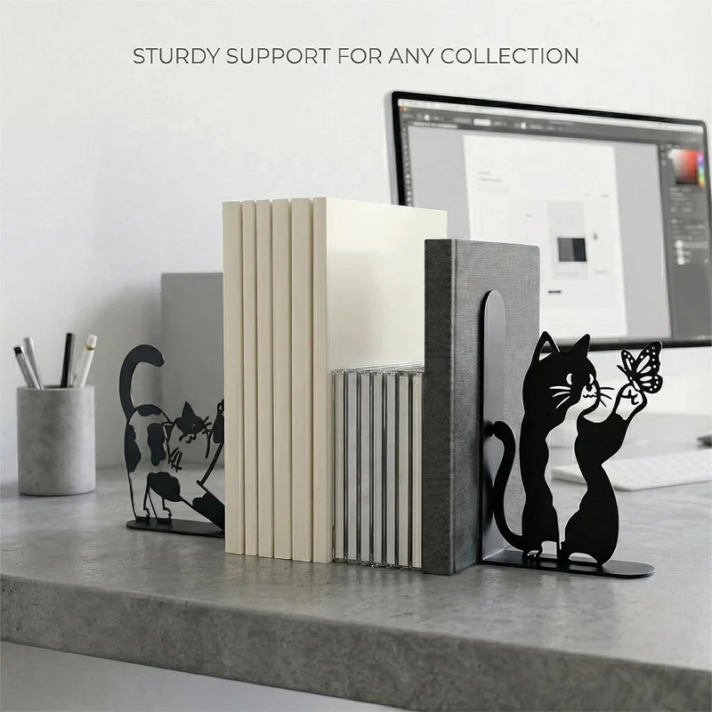 Decorative Cat-Shaped Bookends