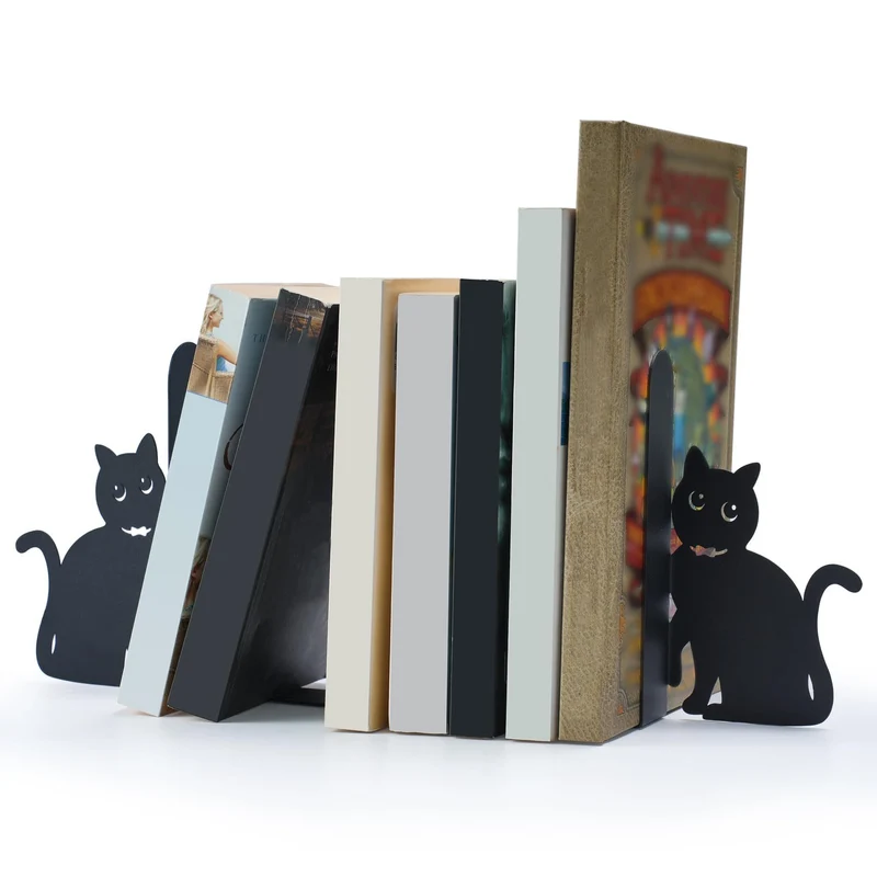 Cat-Shaped Bookend Set