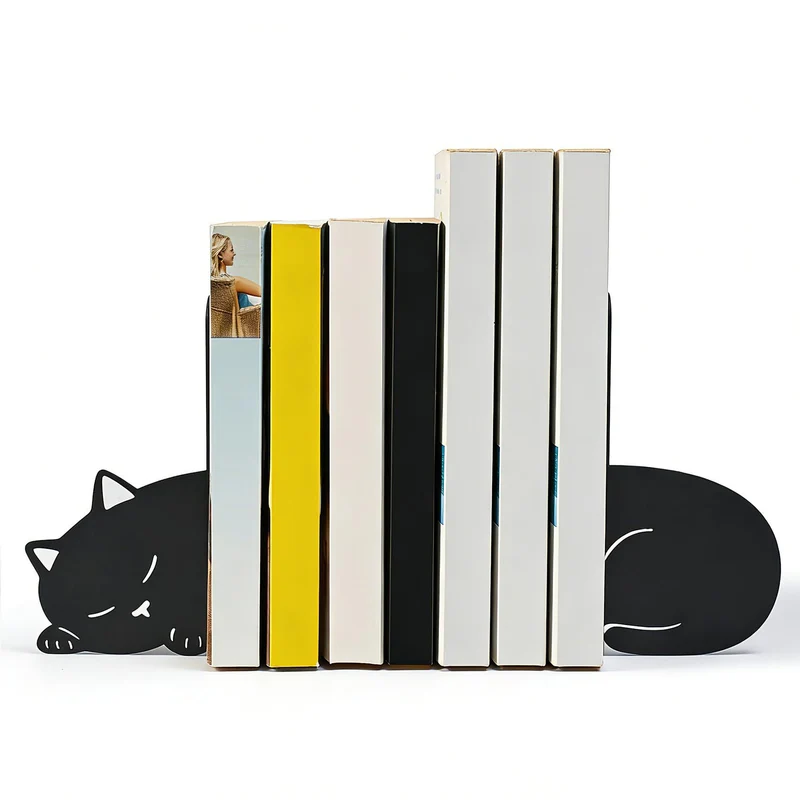 Cat-Shaped Bookend Set