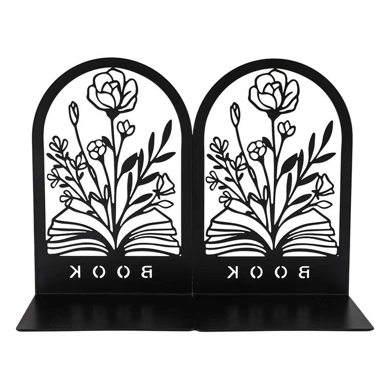 Elegant Floral Metal Bookends