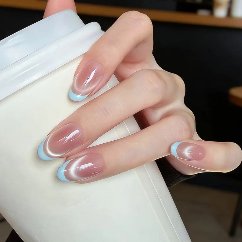 Elegant French Tip Glossy Press-On Nails Stornfield