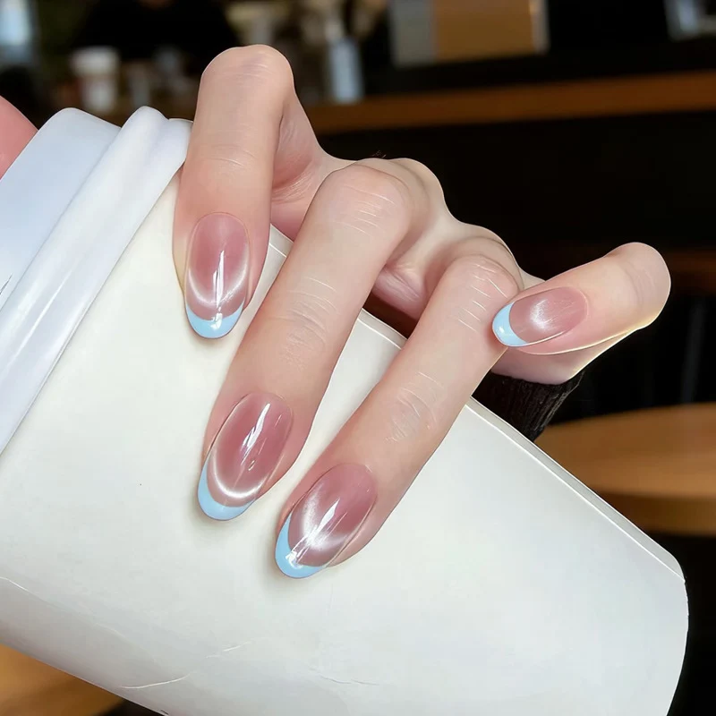 Elegant French Tip Glossy Press-On Nails Stornfield