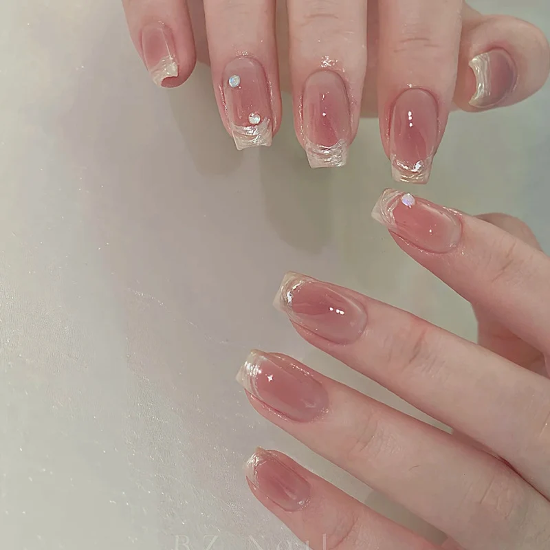 Elegant French Tip Gel Press-On Nails Stornfield
