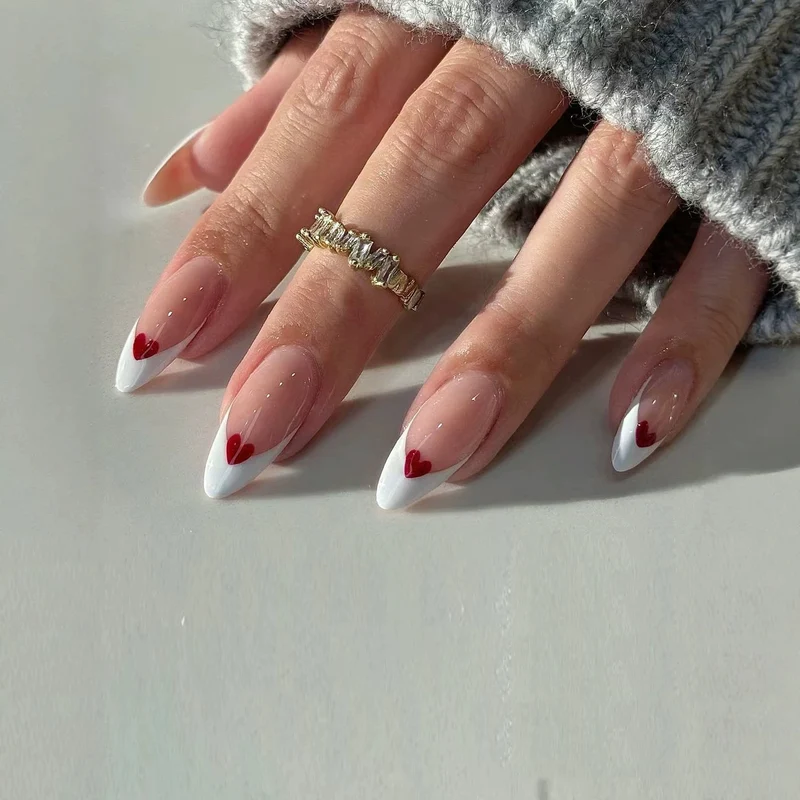 Elegant French Heart Tip Press-On Nails Stornfield