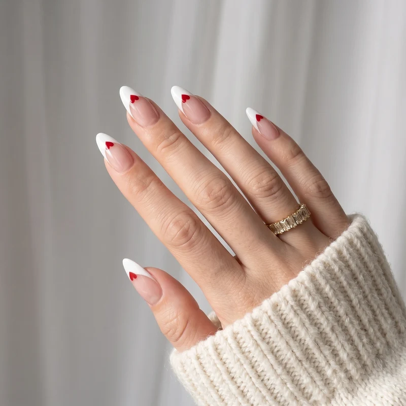 Elegant French Heart Tip Press-On Nails Stornfield