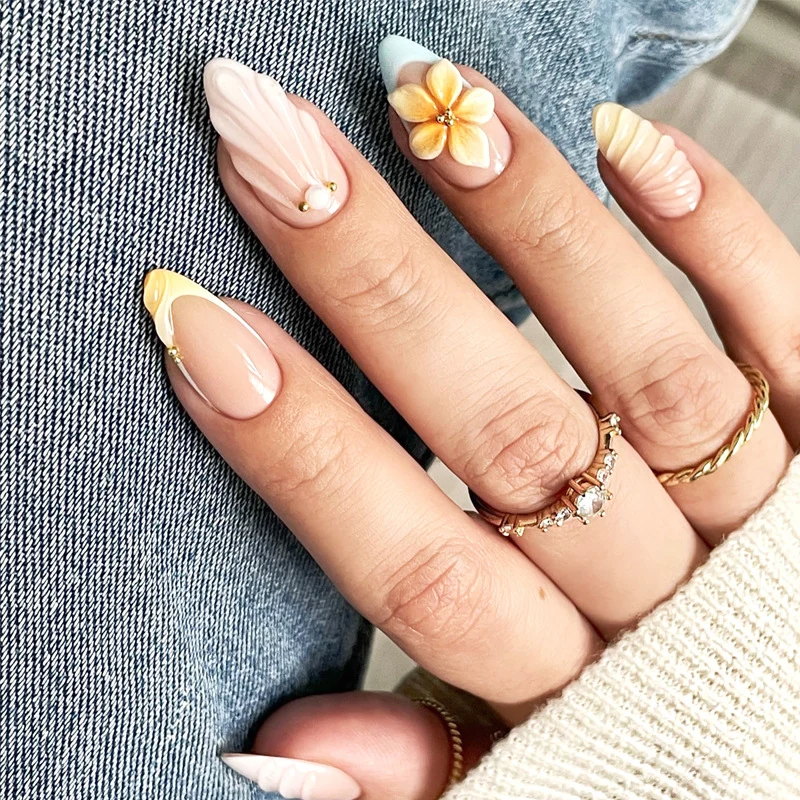 Elegant Floral Stiletto Press-On Nails Stornfield