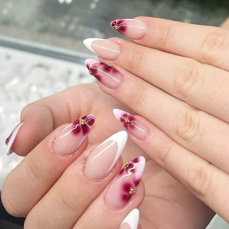 Elegant Floral Press-On Nail Tips Stornfield