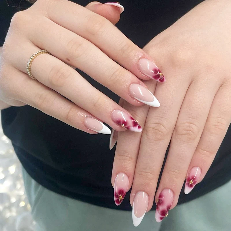 Elegant Floral Press-On Nail Tips Stornfield