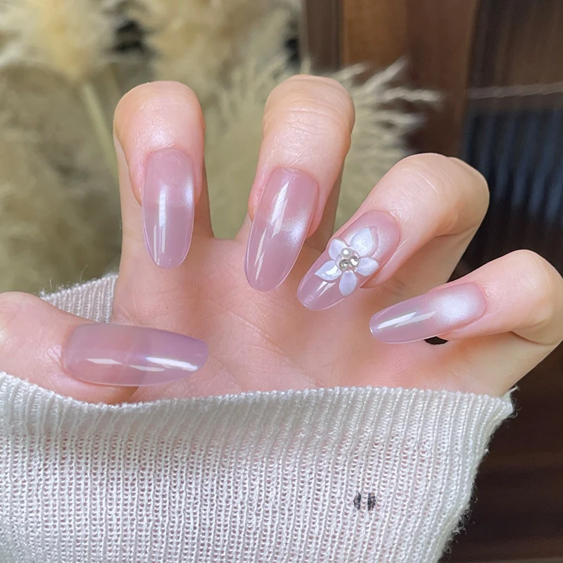 Elegant Floral-Designed Press-On Nails Stornfield