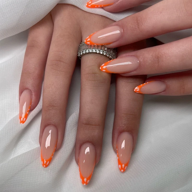 Designer Press-On Nail Set with Neon French Tips Stornfield