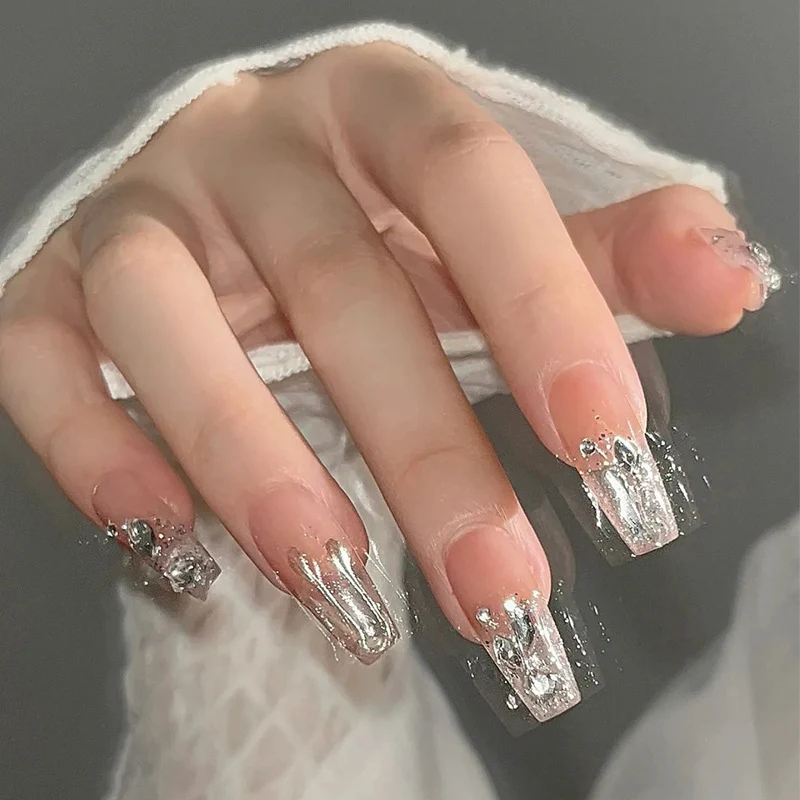 Decorative Stiletto Press-On Nails with Gemstone Accents Stornfield